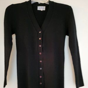 Black Vintage Cardigan V-neck Granny Sweater